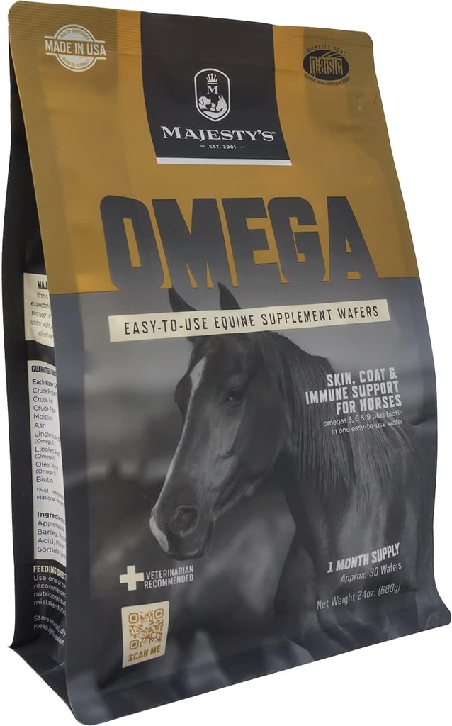 Omega Wafers der Majestät - Superior Horse / Equine Skin, Mantel und Immununterstützungsergänzung - Omega 3, 6, 9 und Biotin - 30 Count (1 Monat Versorgung)
