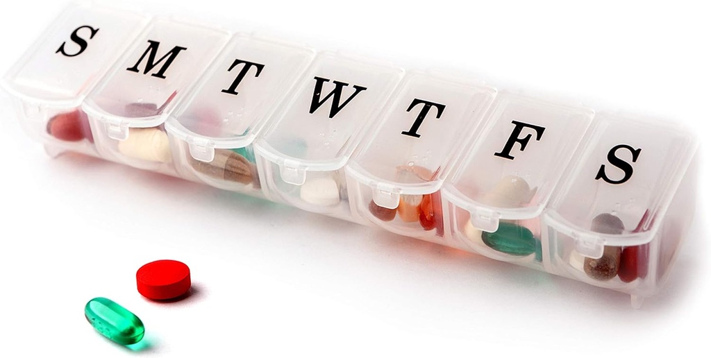 Deke Home - Wöchentlich Säule Organizer, 7 Tage Säule Box mit großen Komponenten & Snap-Shut Lids, Easy Open, BPA Free Plastic Medicine Organizer für Pillen, Vitamine & Ergänzungen, Travel Friendly