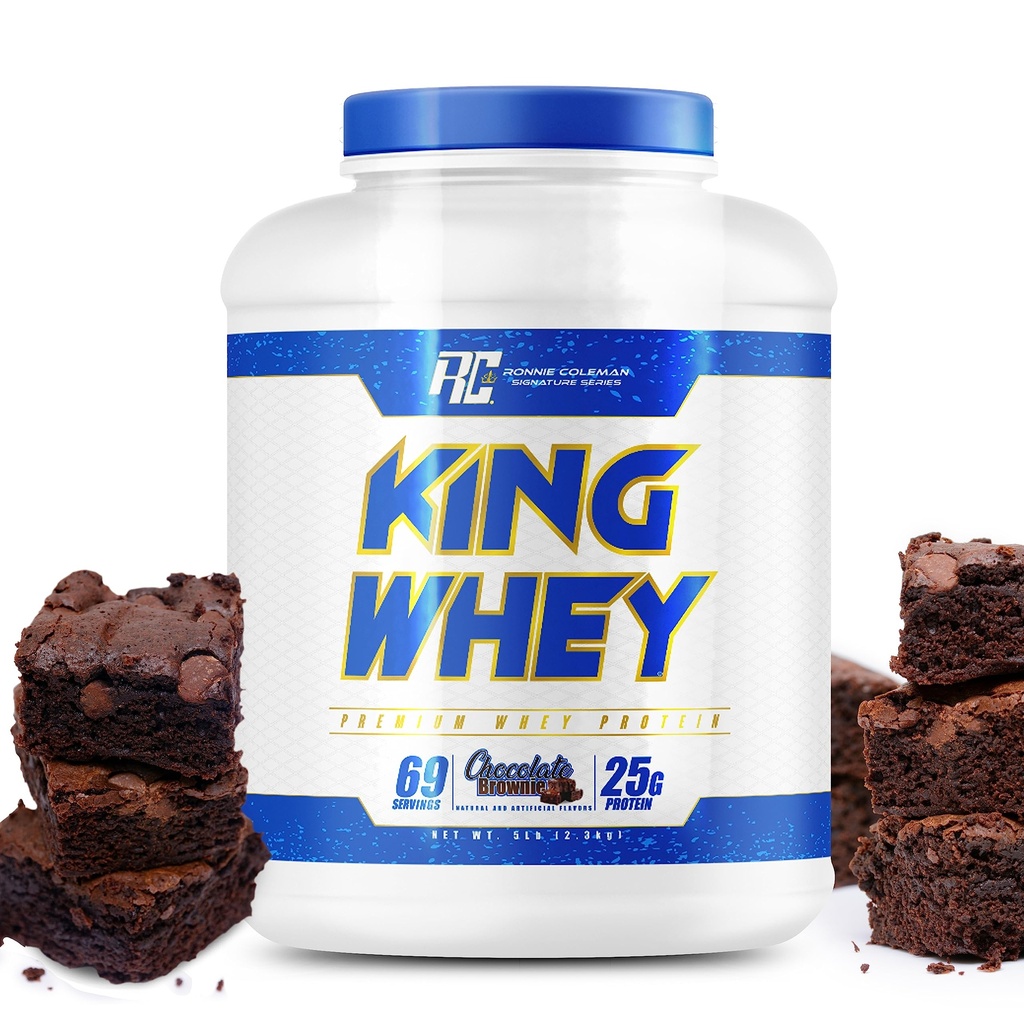 Ronnie Coleman Signature Serie Whey Konzentrat + Isolate Proteinpulver, Pre Workout Shake Mix für Lean Muscle Support, Low Sugar Supplement für Damen und Herren, Chocolate Brownie Flavor, 5 lbs
