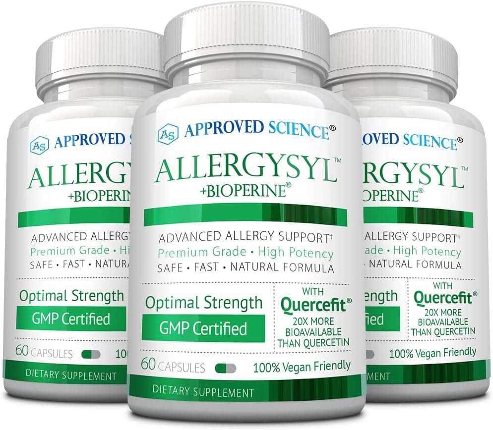 Genehmigte Wissenschaft Allergysyl - niedrigere Intensität von saisonalen Allergien, Boost Immunität, Rich in Antioxidantien - Vegan Friendly - 180 Kapseln - Made in USA