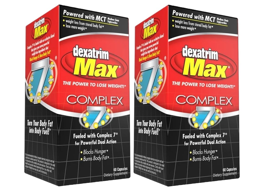 ILIOS Dexatrim Max Complex-7 | Diet Pillen zu verlieren Gewicht - 7 leistungsfähige Zutaten zu reduzieren Hunger & Körperfett, Fettverbrennung Ergänzungen, Gewichtsverlust Pillen für Männer & Frauen, 2 Packungen mit 60 Kapseln Jede