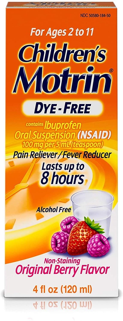 Johnson & Johnson Motrin Childrens Formula, 4 Unzen, Dye- Free, Berry