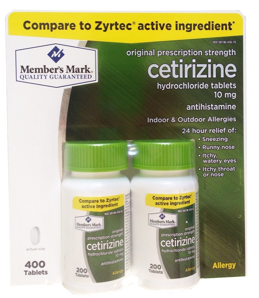 Member's Mark Formerly Known As Simply Right Cetirizine Hydrochloride Allergy Tablets,10 mg-400 Count.