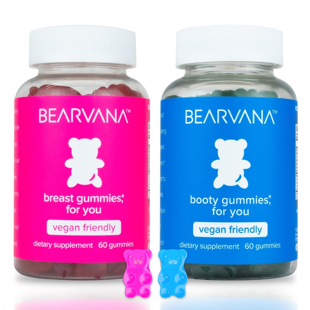 BEARVANA Top & Peach Support Combo Pack Multivitamin Gummies for Women | Includes Herbal Extracts & Essential Vitamins | Berry Flavor | 2-Pack (120 Gummies)
