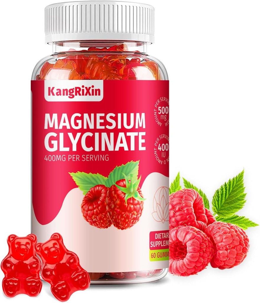 Magnesium-Glycinat-Gummien - Zuckerfreie Magnesium-Ergänzungen für Erwachsene und Kinder, Hohe Absorption Magnesium-Gummi-Glatin frei (60 Zähler (Pack von 1))