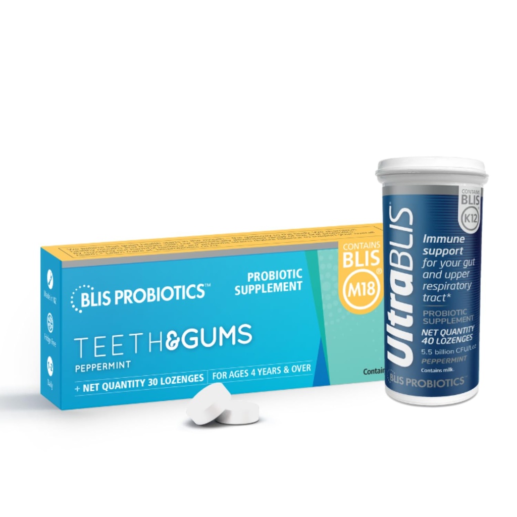 BLIS Teeth&Gums M18 + UltraBlis Probiotic Immun Support Supplement K12