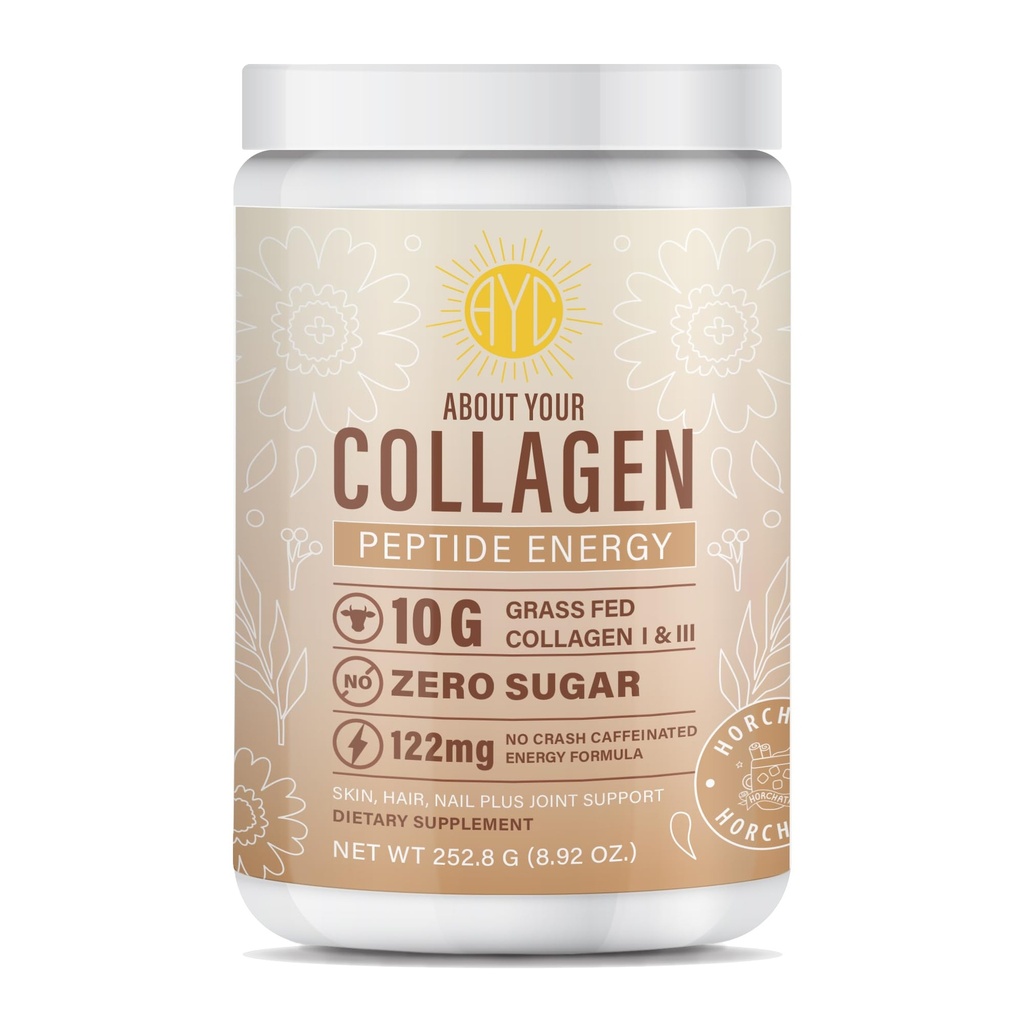 Peptide Energy Collagen Powder Hair, Nail, Skin, Type I & III,Caffeine for Energy, Vitamin C, Biotin, Hyaluronic Acid, Zero Sugar – 8.92 oz (Horchata)