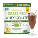 MariGold Gras-Fed Whey Protein Isolate Pulver - Rich Chocolate Malt Flavor - 1 Lb | 100% rein, kalt-verarbeitet, Micro-gefiltert, Ungesättigt, Non-GMO, rBGH Free, Soy Free, Glutenfrei, Lactosefrei