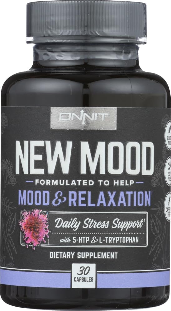 Onnit New Mood Nahrungsergänzung, Stimmung & Entspannung, Täglicher Stress Support, Glutenfrei, 30 Kapseln
