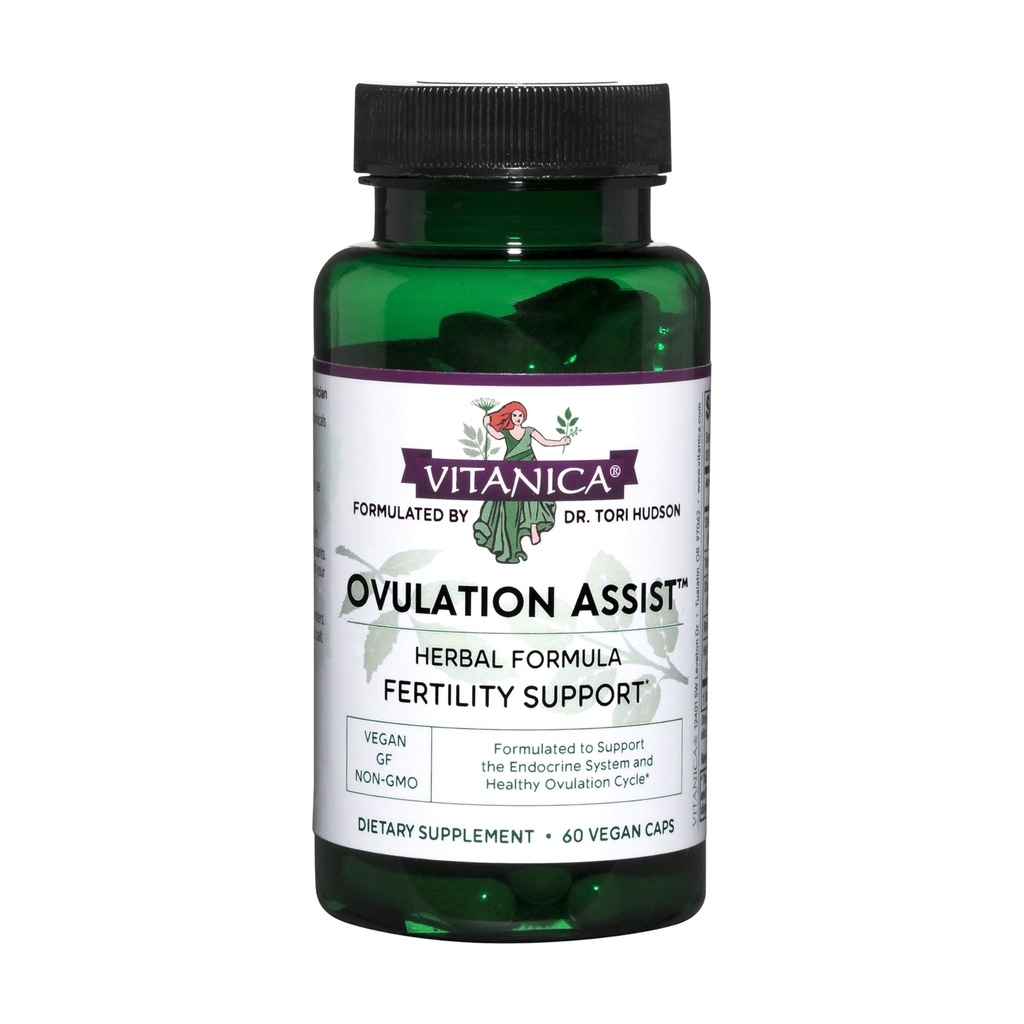 Vitanica Ovulation Assist - Ovarian Health & Adrenal Support mit Rhodiola Rosea, Holy Basil, Tribulus Terrestris & Chaste Tree - Kräuter Nahrungsergänzung - Lady - 60 Vegan Caps