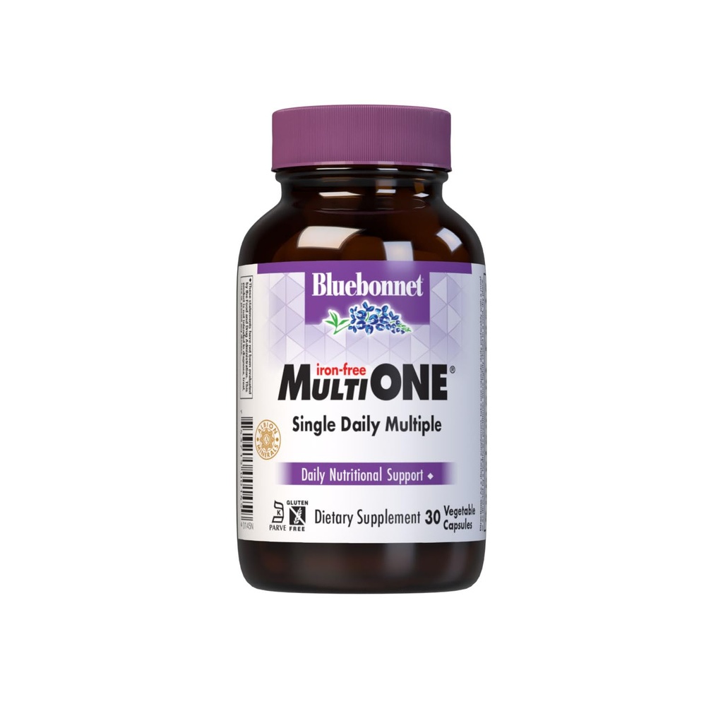 Bluebonnet Nutrition Multi ONE (Iron-Free), Daily Nutritional Support*, Kosher Certified, Gluten-Free, Dairy-Free, Vegetarisch Freundlich, 30 Gemüsekapseln, 30 Servietten