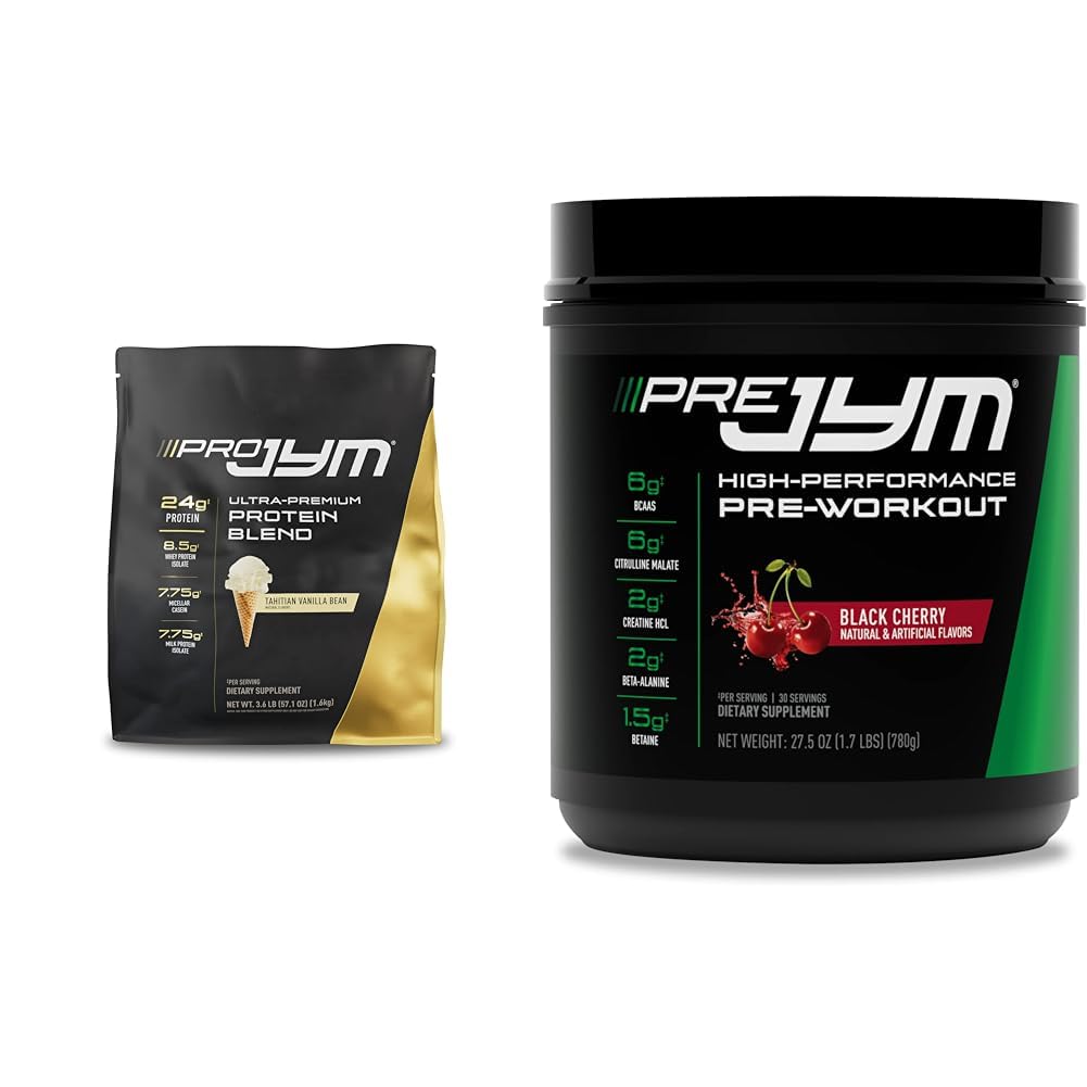 PRO JYM 45 Servierungen - Tahitian Vanilla Bean & PRE JYM 30 Servierungen - Schwarze Kirsche