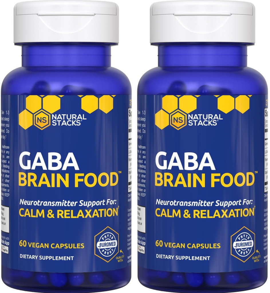 GABA Brain Food - GABA-Ergänzung mit L-Citrulline & Grape Seed Extract - unterstützt Calm & Relaxation - Nighttime Sleep Aid - unterstützt Produktion von Gamma Aminobuttersäure - 120 L-Citrulline Kapseln