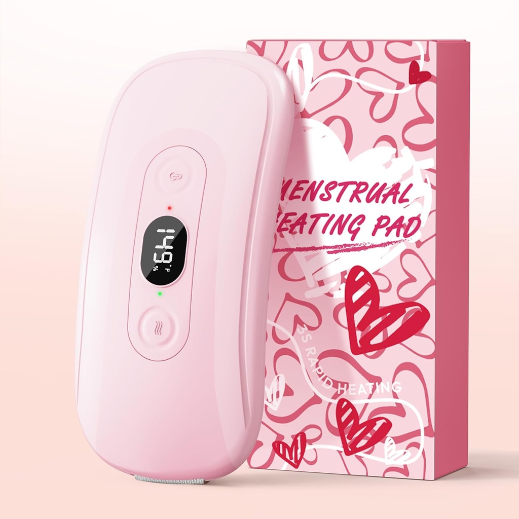 Tragbare Heizkissen Zeitspanne Krämpfe: 2 Timer 6 Wärmestufen 6 Vibrationsmodi Akku elektrische Heizkissen für Rückenschmerzen Relief Menstrual Heizkissen (Light Pink)