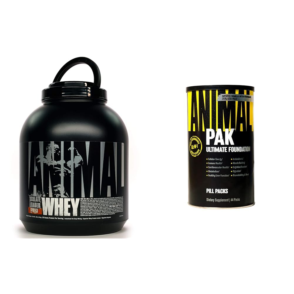 Animal Whey Isolate Protein Pulver, geladen für Post Workout und Erholung & Pak - Günstig All-in-One Vitamin & Supplement Pack