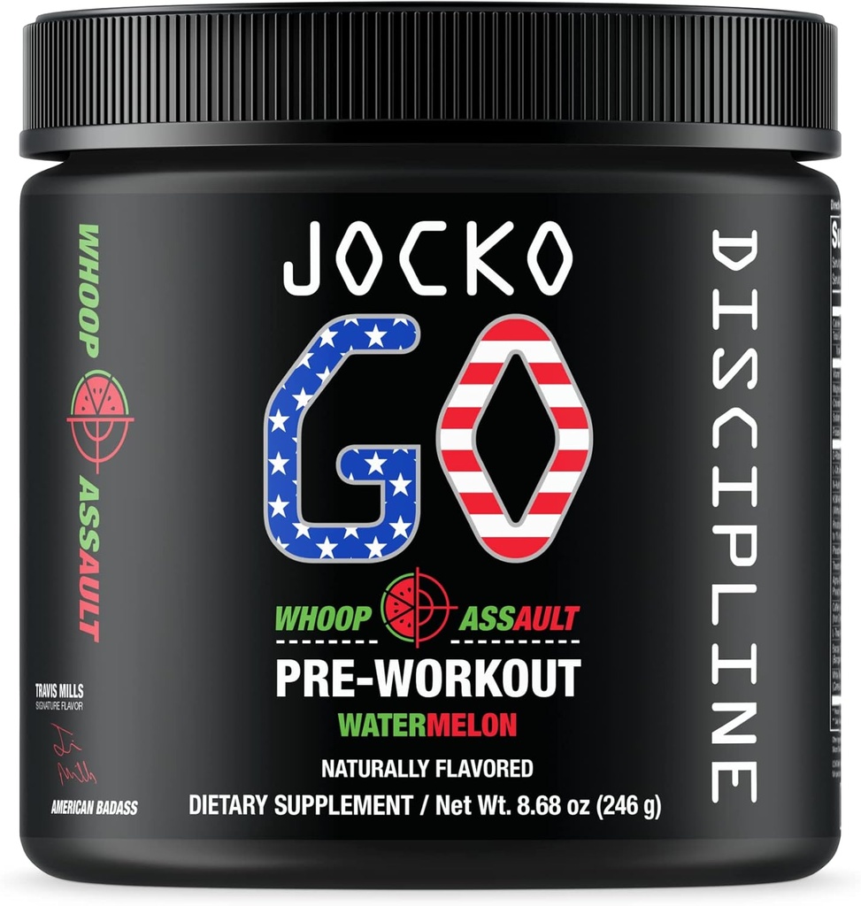 Jocko Fuel Pre Workout Powder mit L-Citrulline, Nootropic & Caffeine for Endurance & Stamina - Keto, Low Sugar Blend for Distance Running, Cycling, Jiu Jitsu - 30 Servings (Watermelon)