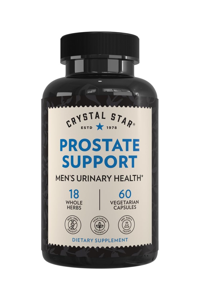 Crystal Star Prostate Support Saw Palmetto Ergänzungen für Männer (60 Kapseln) – Blase & Urin Gesundheit – Ginger & Pygeum - Non-GMO