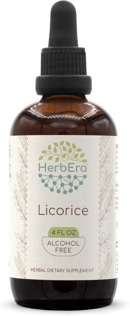 HerbEra Licorice B120 Alcohol-Free Herbal Extract Tincture, (Kan tsau, Glycyrrhiza Glabra) (4 fl oz)