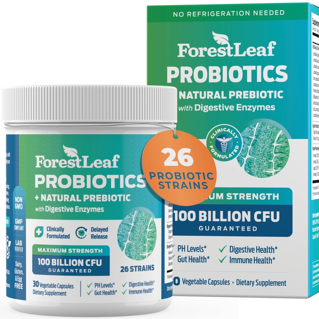 Probiotika für Männer und Frauen, 100 Billion CFU, 26 einzigartige Strains, Männer und Frauen Probiotic und Prebiotics unterstützen Verdauungsgesundheit, Gut Wellness, Energie, Stimmung, Immunität, PH Balance (30 Caps)
