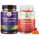 Bundle Pure Magnesium Glycinate 400mg Pro Servieren für Mood Schlaf und Entspannung und Vitamin D3 Gummi für tägliche Wellness oder Knochen Muskel- und Immununterstützung