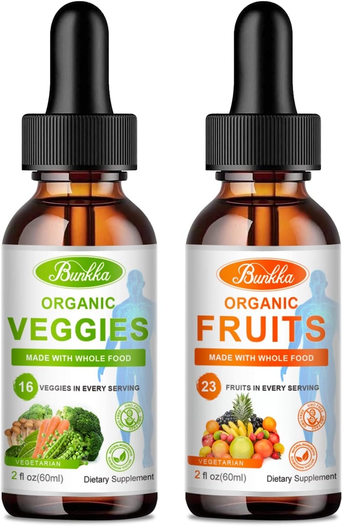 Obst und Gemüse Beilage - Balance of Natural Fruit and Vegetables Liquid Drops 2 Pack, Ganze Nahrungsergänzung - gefüllt mit Vitaminen und Mineralien - 2 FL OZ Fruit & 2FL OZ Veggie