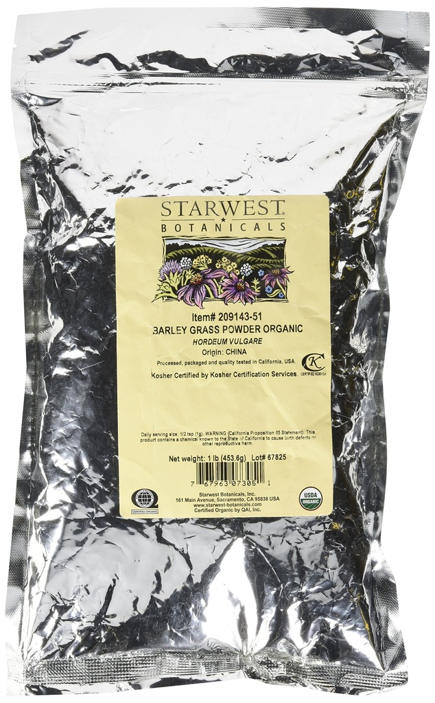 Starwest Botanicals Bio Gerste Gras Pulver, 1 Pfund