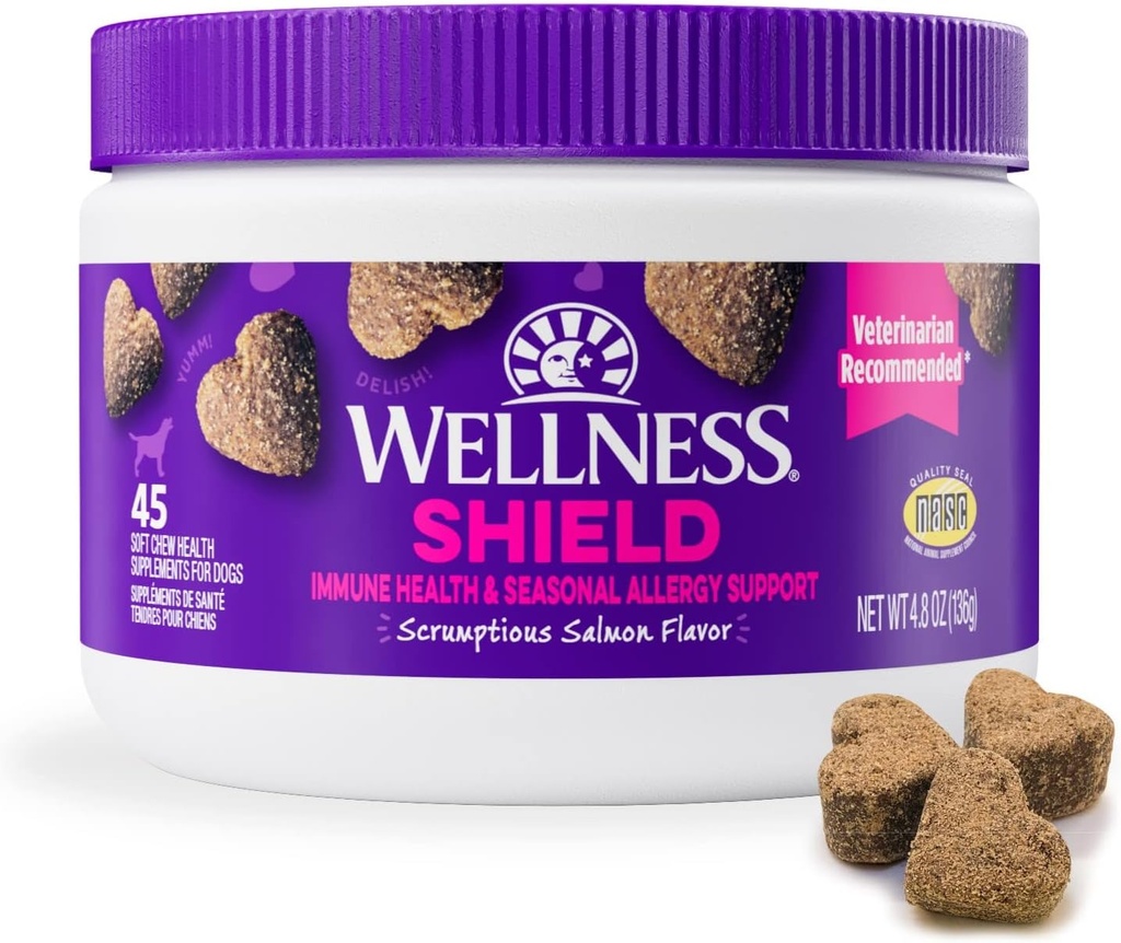 Wellness Salmon Flavored Soft Chew Immune & Allergy Ergänzungen für Hunde, 45 Zähler