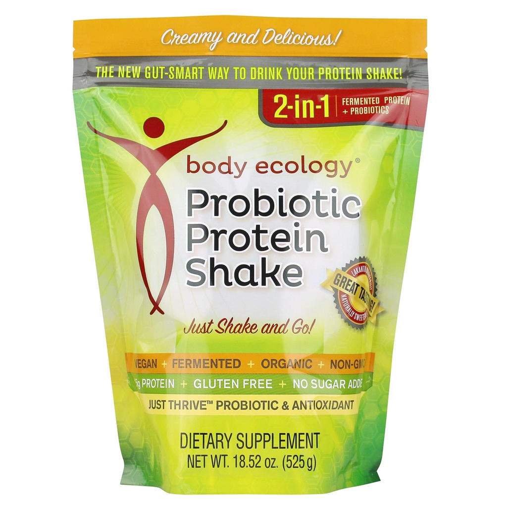 Body Ecology Probiotic Protein Shake Powder | Fermented Protein Nahrungsergänzung | Non-GMO | Gluten Free | Soy Free | Kein Zucker Hinzugefügt | 15g Protein | Protein Pulver | Resealable 18.52 OZ