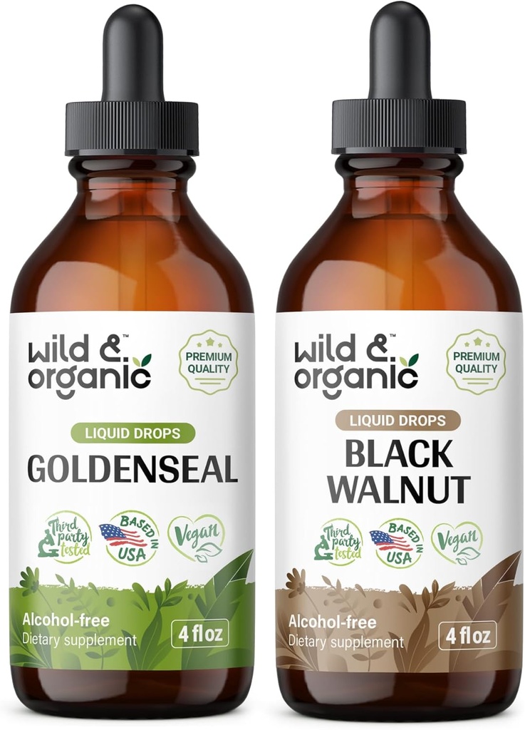 Wild & Organic Goldenseal Tinkture 4 fl oz & Black Walnut Tinkture 4 fl oz