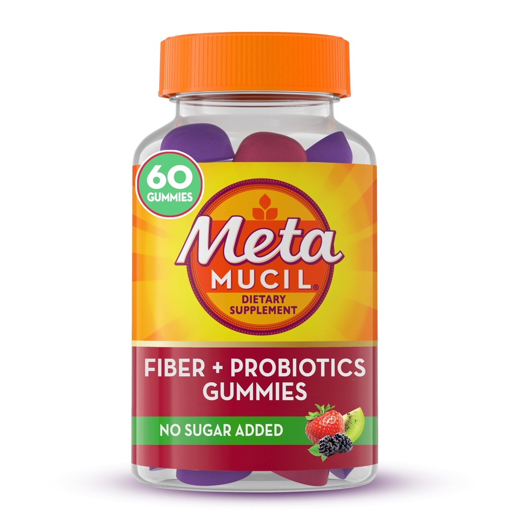 Metamucil, Metamucil Fiber Plus Probiotics for Digestive Health - Erdbeer Kiwi Blackberry, 60 Count