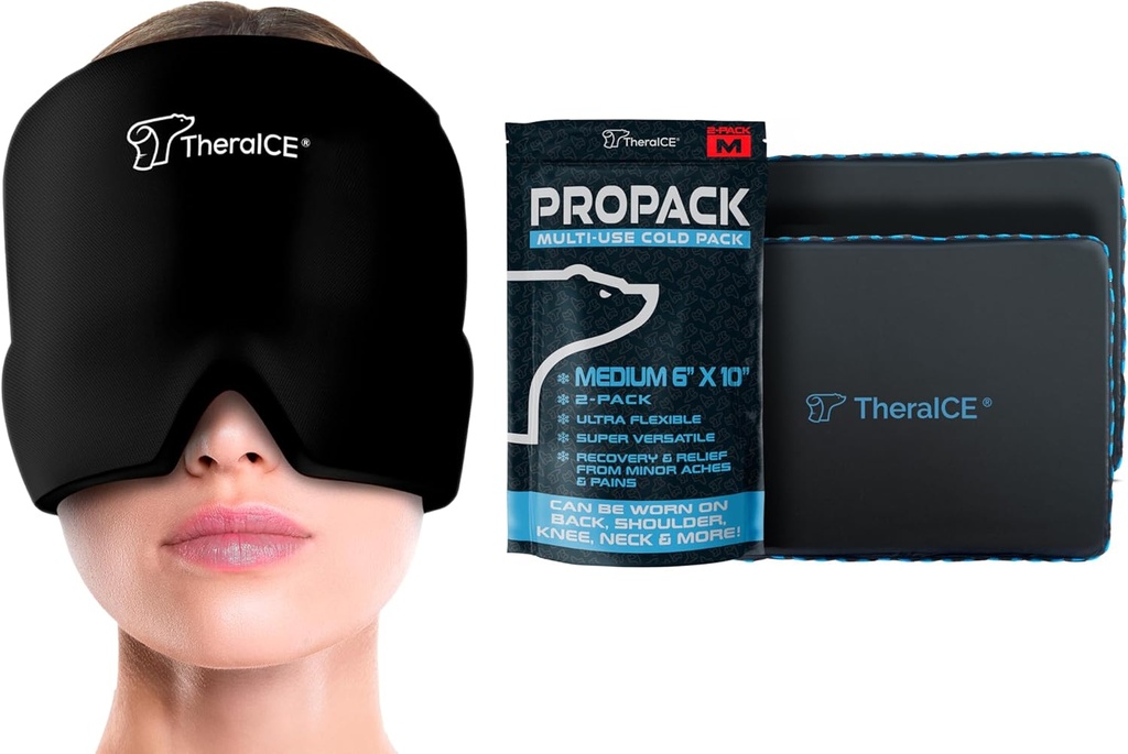 TheraICE Kopfschmerzen & Migraine Relief Hut & TheraICE PROpack Ice Pack