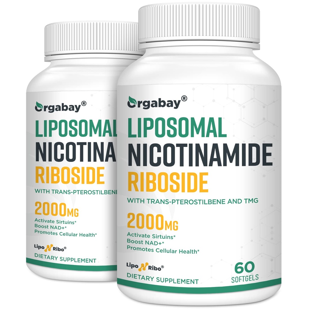 Orgabay Liposomal Nicotinamid Riboside 2000 MG mit TMG und Pterostilbene, Boosting NAD+, Support Healthy Aging, 120 Count