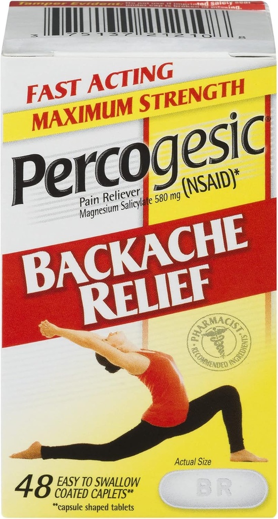 Percogesic Backache Relief Schmerzlinderung, Maximale Stärke, 48 Tabletten
