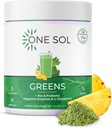 One Sol Greens, Super Greens Pulver zu reduzieren Bloating & Verbessern Gut Gesundheit, Superfood Fresh Bloom Organic Greens Blend Juice & Smoothie Mix, Pre & Probiotic mit Verdauungsenzymen, Vegan & Soy Free