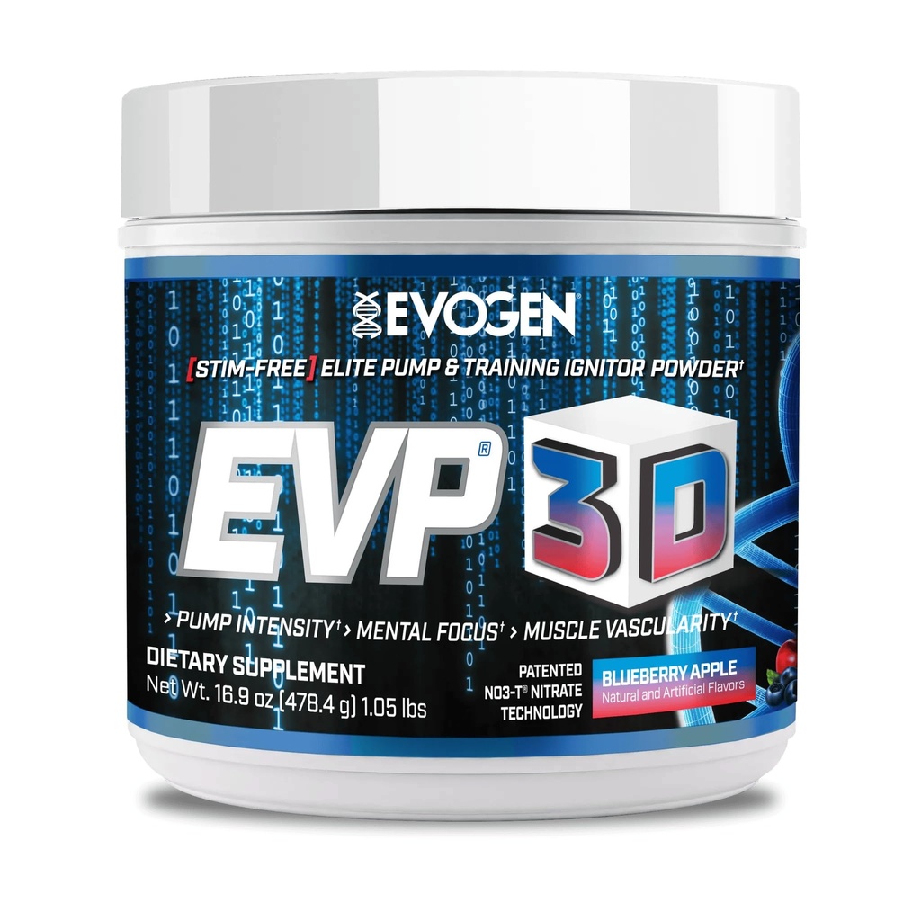 Evogen EVP 3D - Stim Free Pre Workout Pulver für Männer & Frauen | Sugar Free Non Stim Preworkout mit Beta Alanine und Kreatin für Energie & Pumpe | Blueberry Apple | 40 Servietten