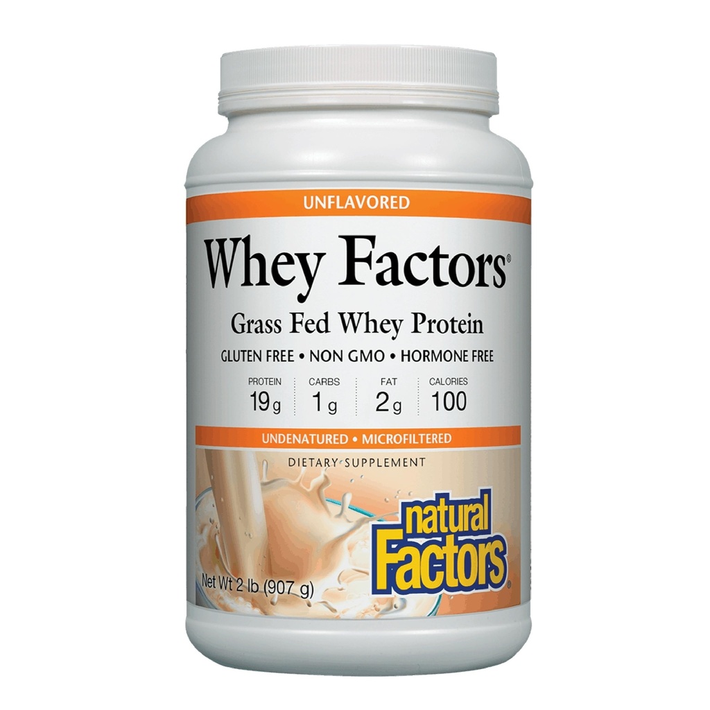 Whey Factors von natürlichen Faktoren, Gras Fed Whey Protein Konzentrat, Aids Muskelentwicklung und Immungesundheit, Unflavored, 2 lb