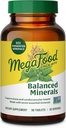 MegaFood Balanced Minerals - Calcium, Fermented Magnesium Glycinate, Zink, Selen, GTF Chromium, Molybdän, Nettle Leaf, Pferdeschwanz Blatt - Hergestellt ohne 9 Lebensmittel Allergene - 90 Tabletten (30 Portionen)