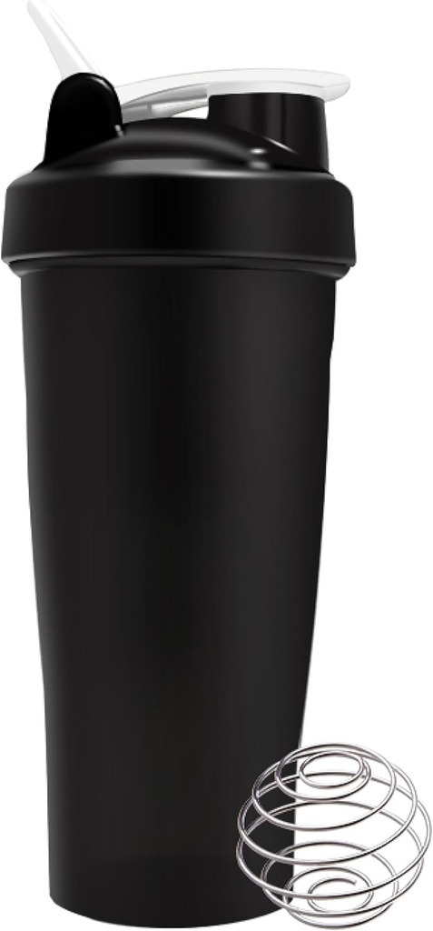 Protein Shaker Bottle für Gym - Pre Workout Protein Drink Shaker Cup 20 Fl oz, Geschirrspüler Safe, BPA & Phthalate kostenlose Shaker Bottle Blender, Gym Shaker für Protein Shake - Schwarz oder Weiß (Random Farbe)