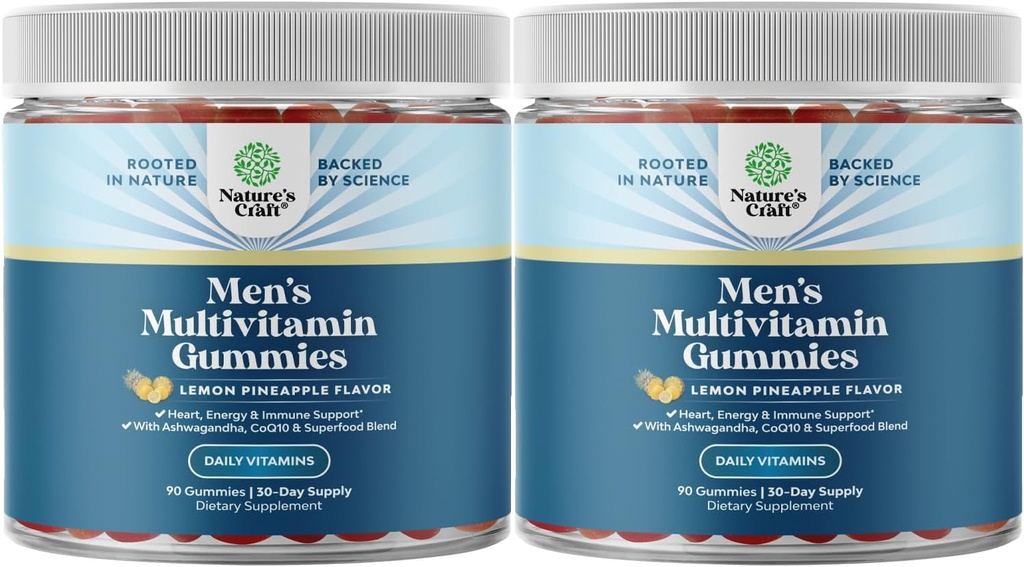 Multivitamin-Gummi für Männer mit Superfood-Komplex - Täglich Multivitamin für Männer mit CoQ10 und Ashwagandha für Energie und Immunität - Vegetarische Multivitamin-Gummi für Männer (2 Monate Versorgung)