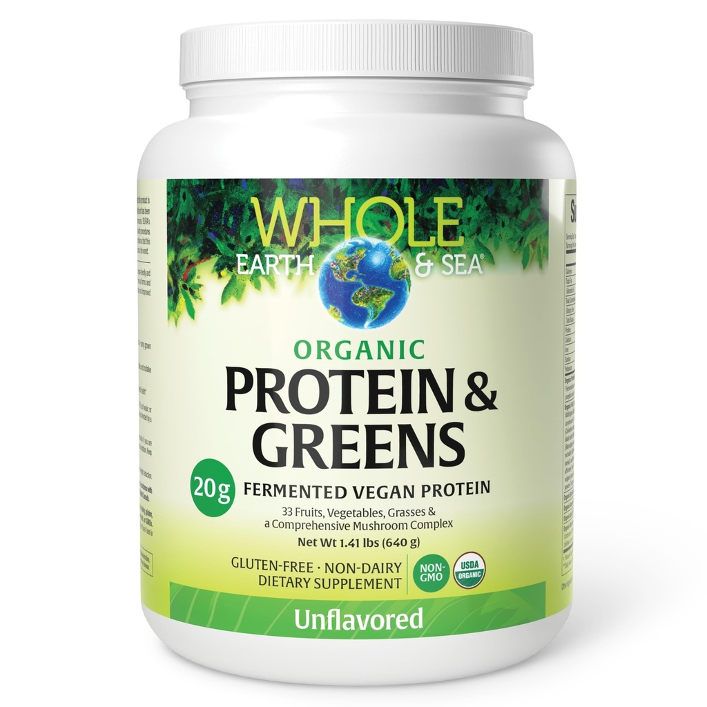 Ganze Erde und Meer von natürlichen Faktoren, Bio-fermentiertes Protein & Grüns, Vegan Ganzes Nahrungsergänzungsmittel, Unflavored, 1 lb 9 Oz
