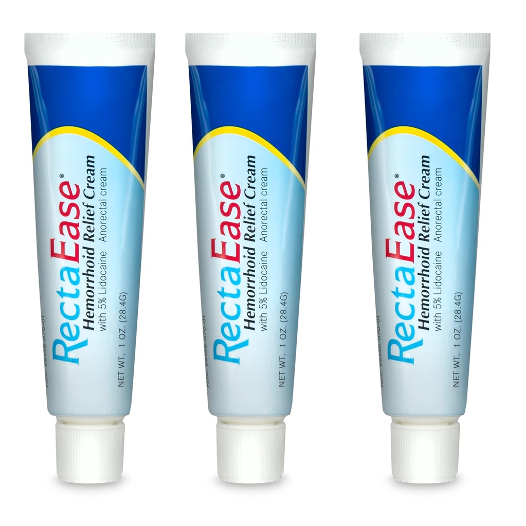Globe RectaEase 5% Lidocaine (3 Pack) Hämorrhoid Relief Creme 1 Unze Tube, Anorectal Cream, Rapid Numbing Relief, Hämorrhoid Behandlung von Itch und Burn