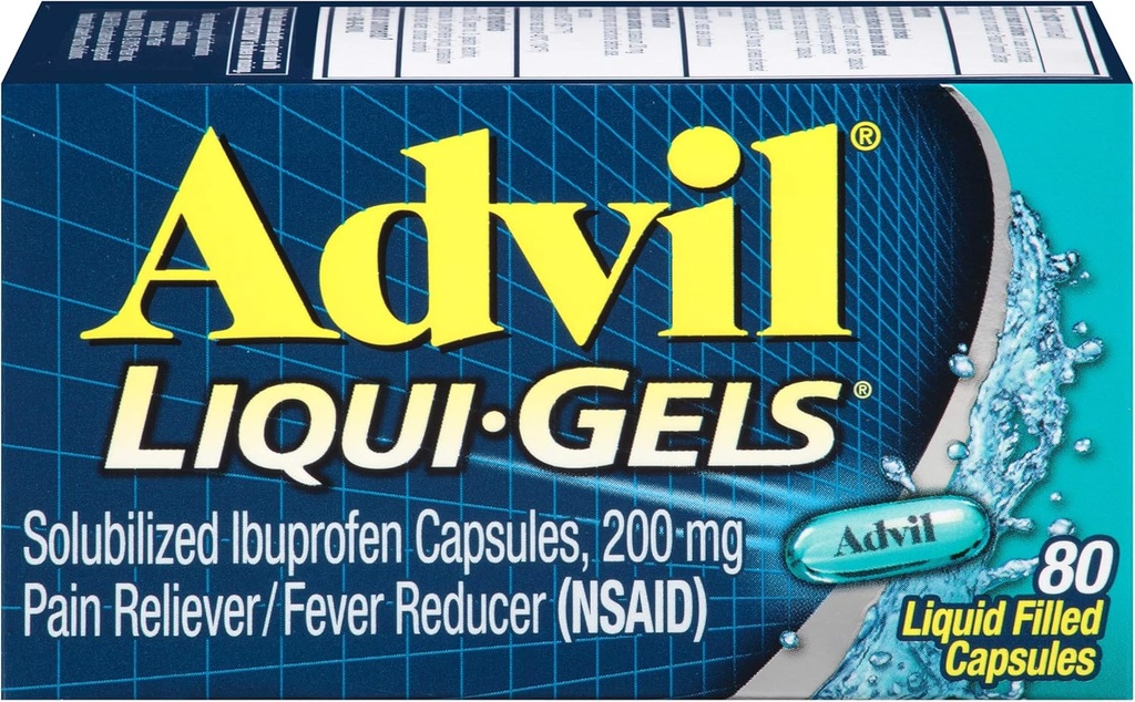 Advil Pain Reliever/Fever Reducer, 200mg Solubilized Ibuprofen (80-Count Liqui-Gel Capsules, Paket von 2)