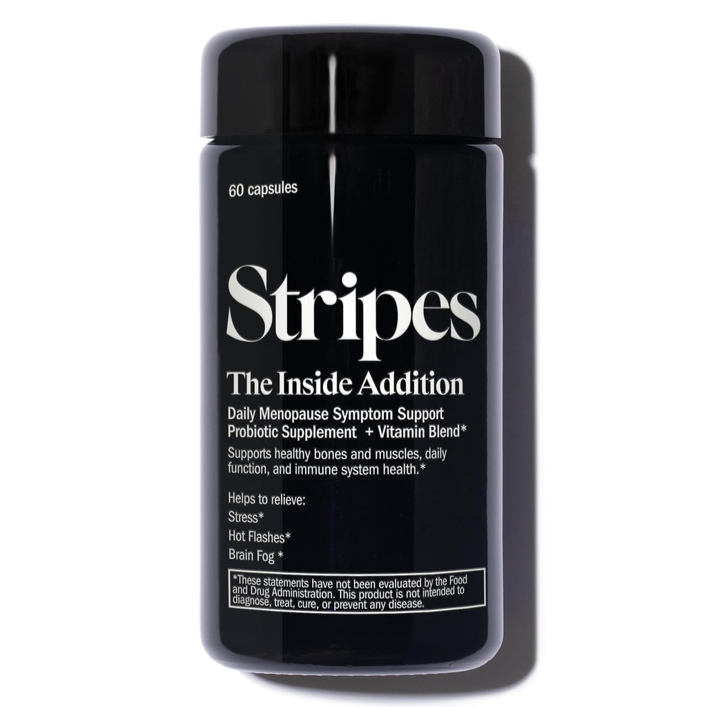 Stripes Beauty Naomi Watts Die Ergänzung Unterstützung Perimenopause Menopause Symptome glauben Hot Flash Stress Brain Fog Probiotic Multi Vitamin 60 Ct