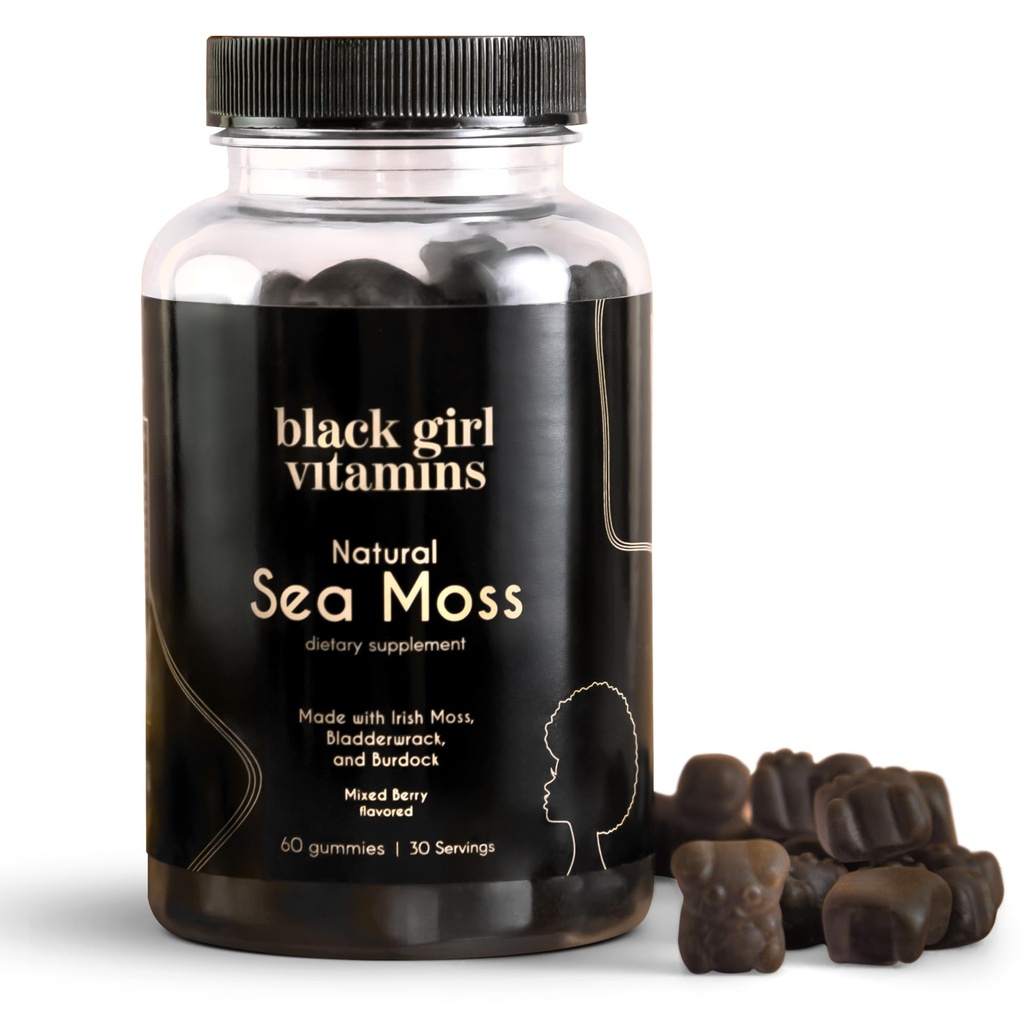 Black Girl Vitamins | Sea Moss Gummis - Irish SeaMoss mit Bladderwrack & Burdock - 60 Count