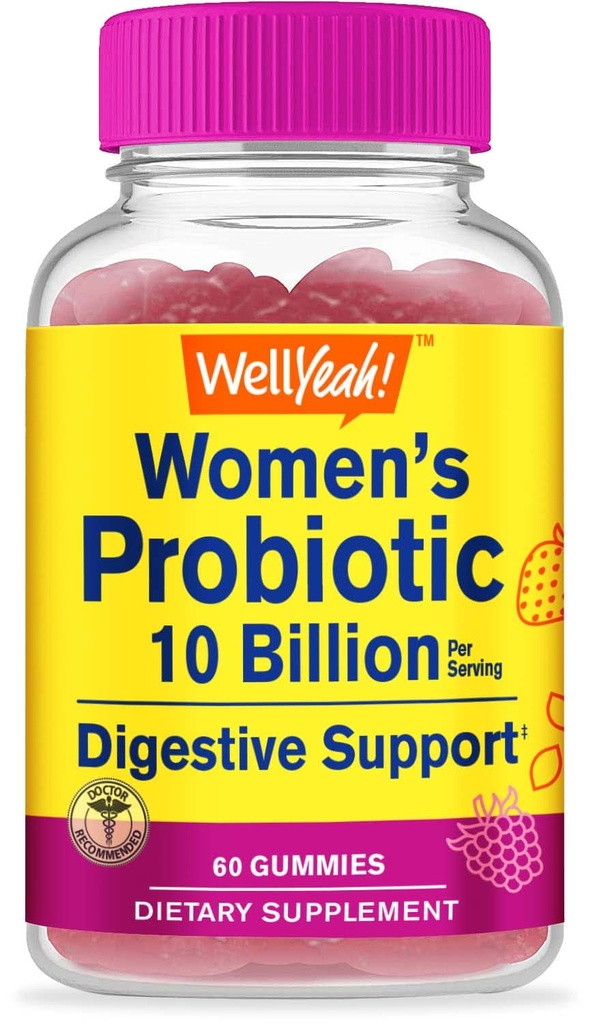 WellJa Probiotics for Women Gummies - 10 Billion CFU - für Verdauungsunterstützung, Gut Health und Feminine Health Support - Natural Sourced Flavors - Vegan, Delayed Release Womens Probiotic - 60 Gummies
