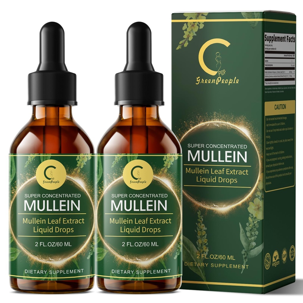 (2 Pack) Mullein Tropfen für Lunge - High Potency Mullein Blatt Extrakt für Lung Detox & Cleanse, Unterstützung für Respirator, Immune, Verdauungssystem, natürliche Mullein Flüssige Tinktur, Non-GMO, 4 FL OZ