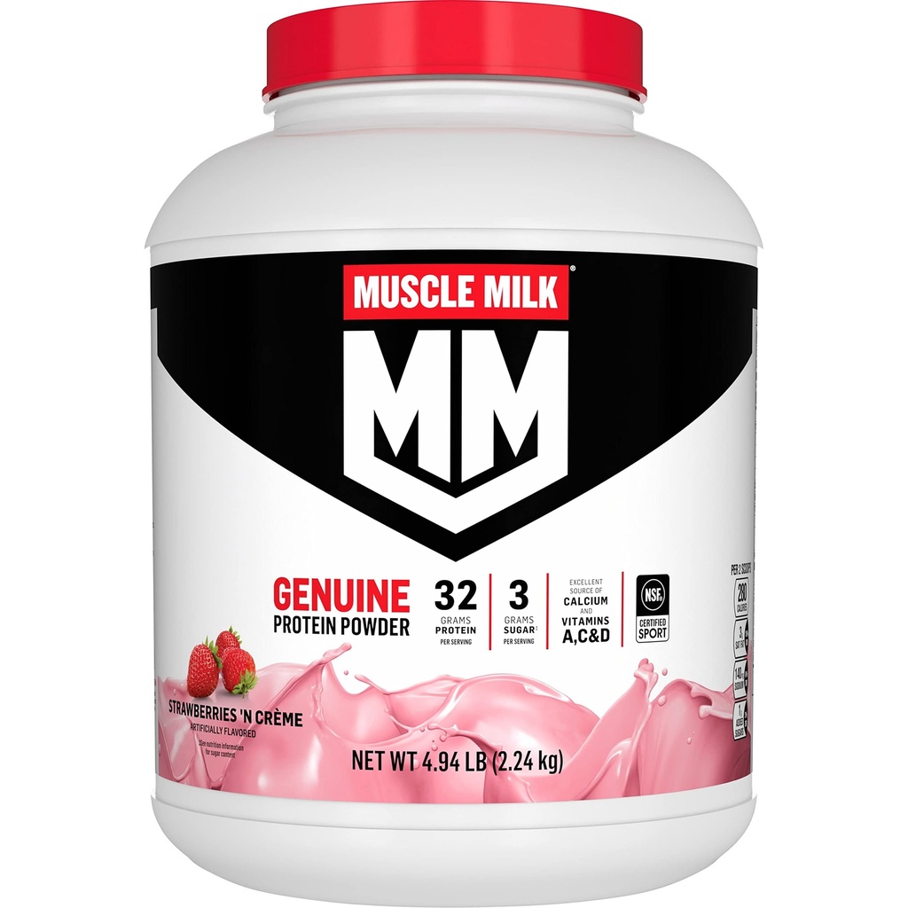 Muscle Milk Genuine Protein Powder, Erdbeeren 'N Crème, 32g Protein, 4.94 Pfund