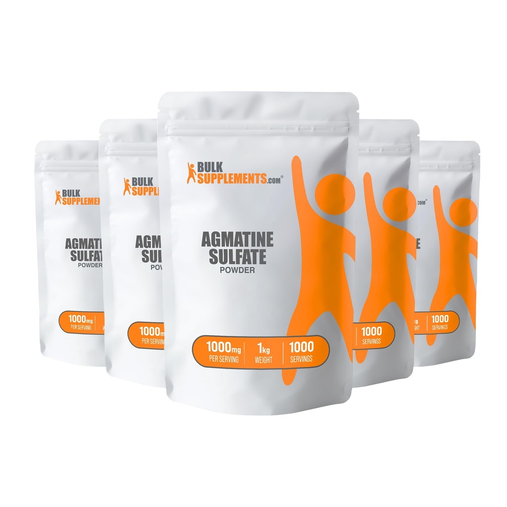 BulkSupplements.com Agmatin Sulfatpulver - Nitric Oxid Supplement, Agmatin Sulfat 1000mg - Unflavored & Glutenfrei, 1000mg pro Servierung, 5kg (11 lbs) (Pack mit 5)