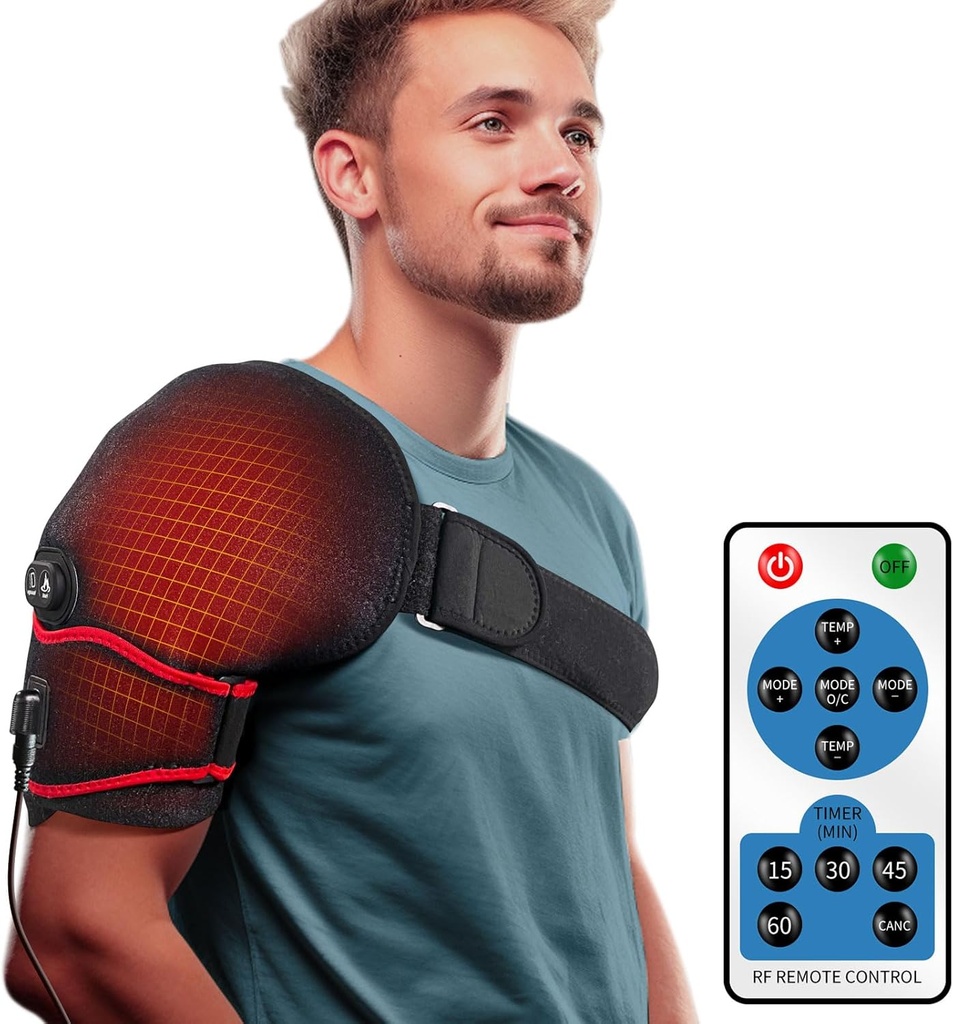 sticro Shoulder Heizkissen Massager für Schmerzlinderung, Vibrationsmassage Beheizte Wrap Braces für linke rechte Gefrorene Schulter, Rotator Manschettenverletzung, Arthritis für Herren Frauen - XL/XXL