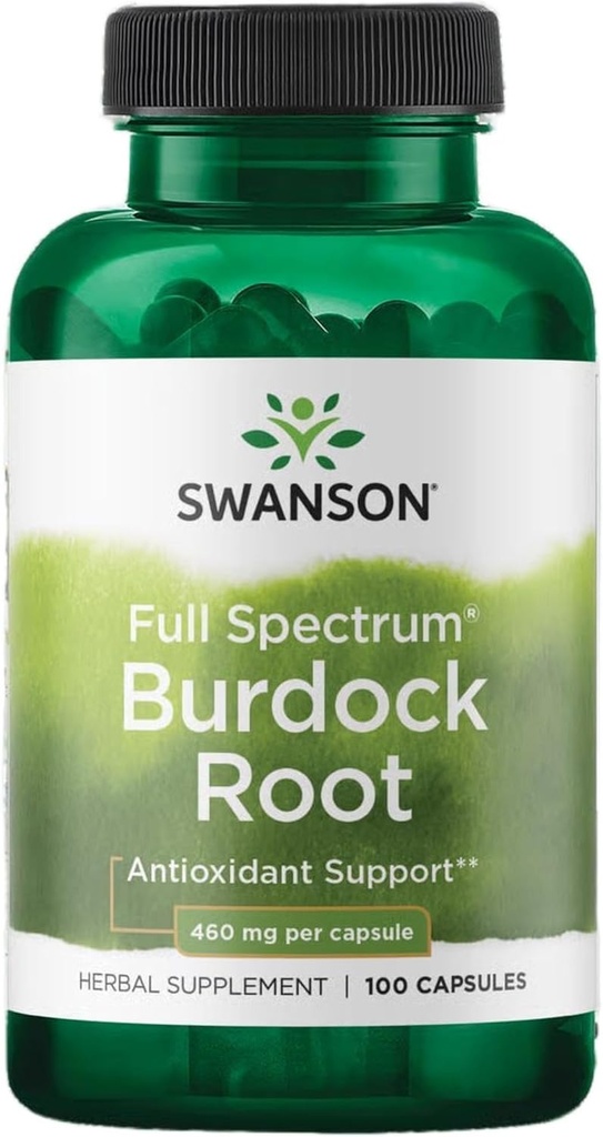 Swanson Burdock Root Kidney & Liver Support - Detox Haut hilft Toxine aus dem Körper zu entfernen - Wohlbefinden und gesundes Immunsystem unterstützen - pflanzliches Antioxidans Supplement (460 mg 100 Kapseln)